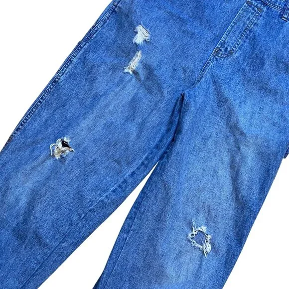 Reformation Repurposed Vintage Calvin Klein Distressed Blue Denim Overalls Women - Picture 6 of 9